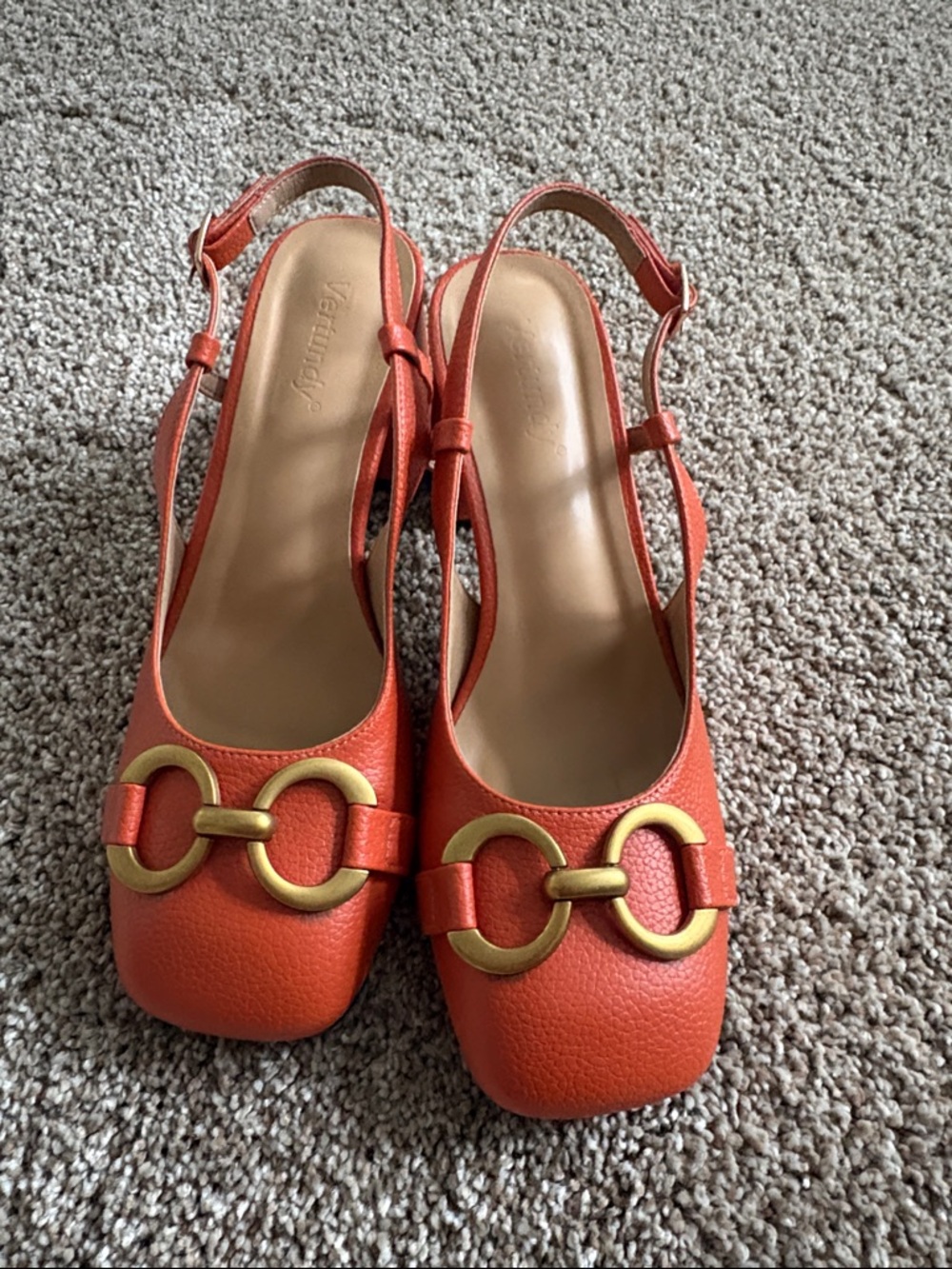 Orange block heels